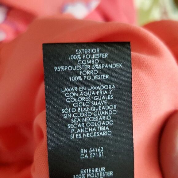 Jessica Howard Floral Coral Dress.  Sleeveless. Overlay of dress is open down ba - Picture 14 of 15